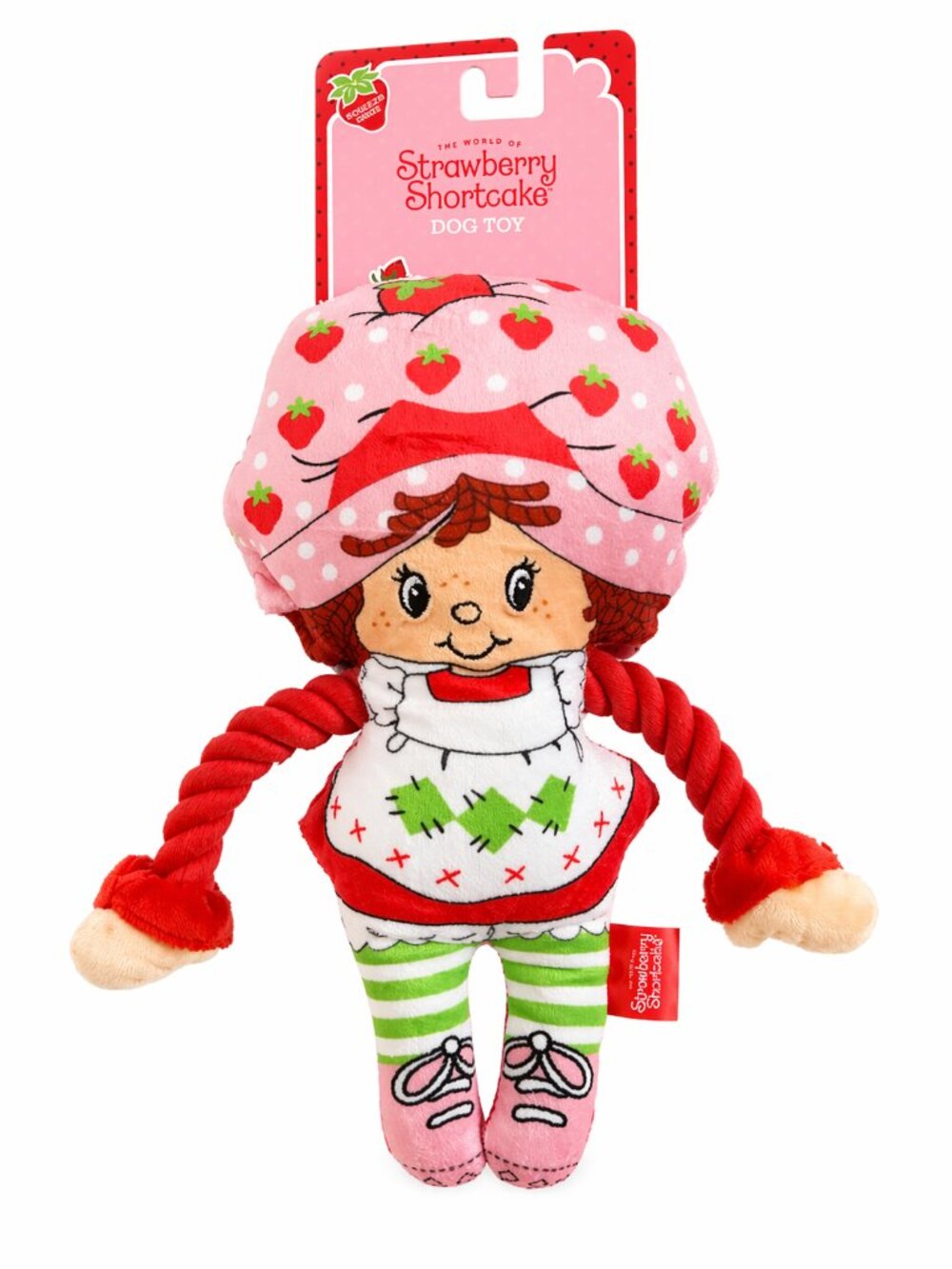 Strawberry Shortcake Plush Rope Dog Toy Squeaky Pet Toy Pink Character Doll